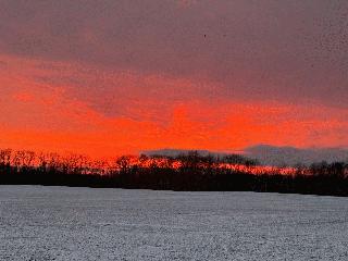 Sunset after newly fallen snow